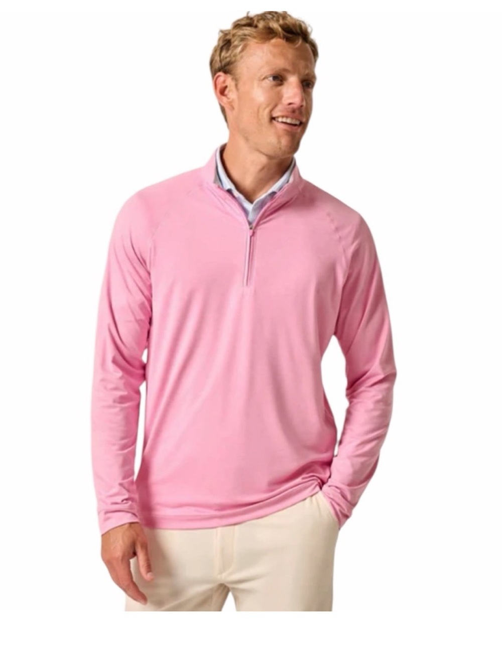 johnnie-O Heather Pink Performance 1/4 Zip Pullover. Size XL